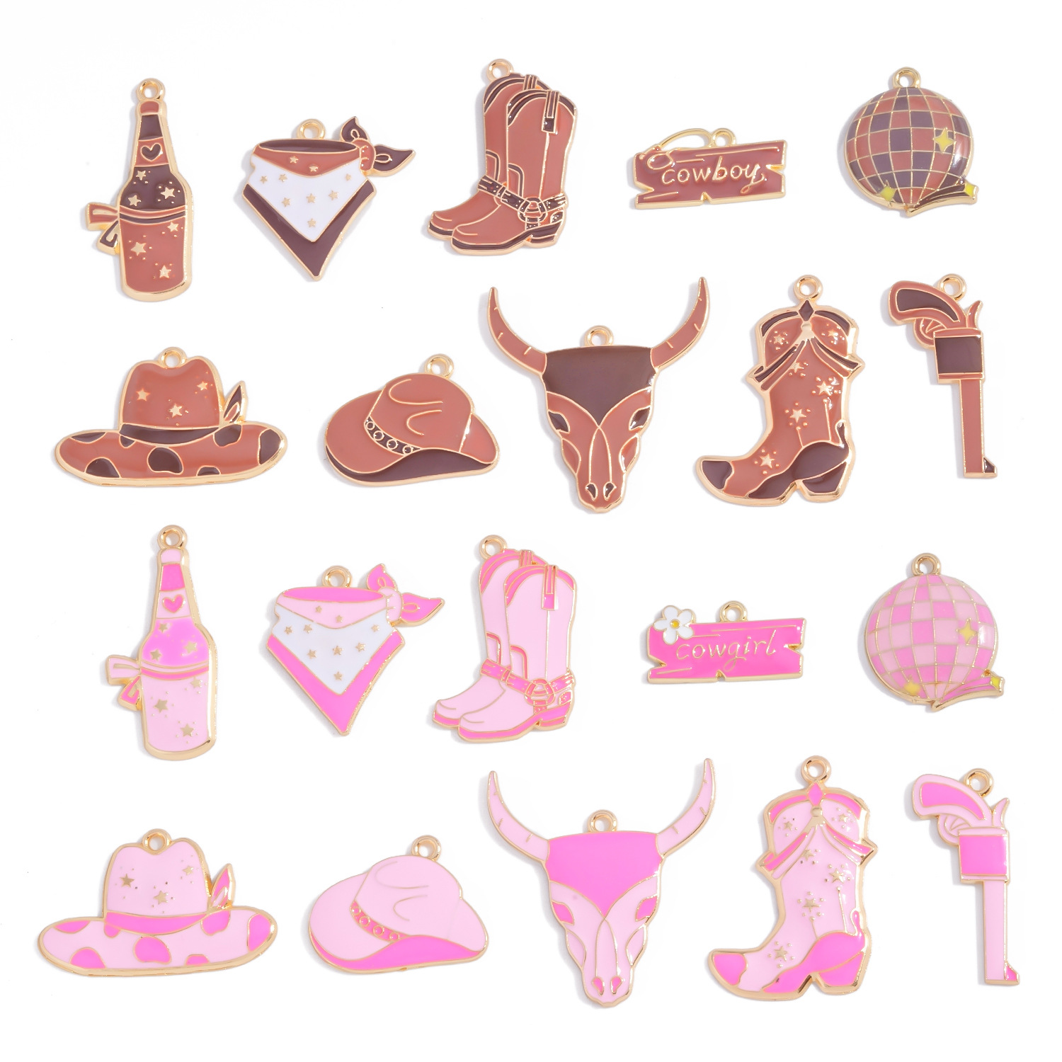 Jewelry Making Event - Colgantes de aleación esmaltados de vaquero